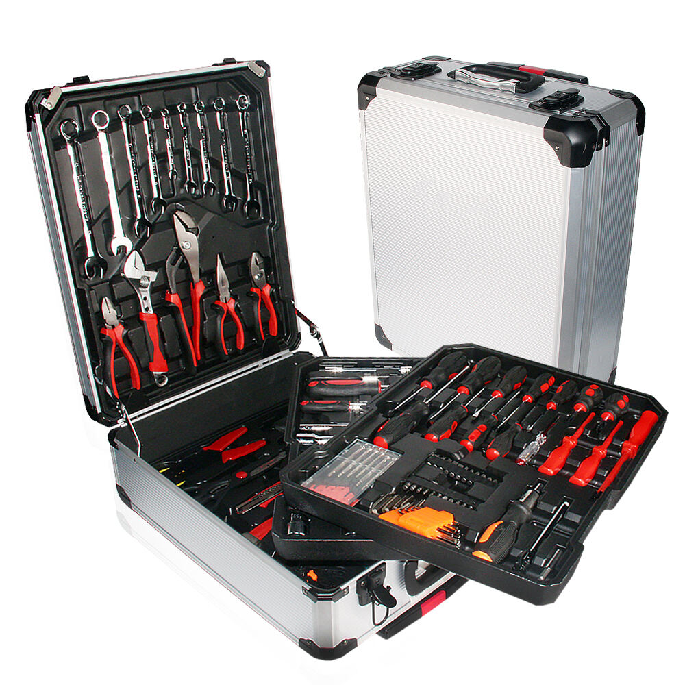 Kit de herramientas de mano caja de aluminio para reparación del hogar juego de herramientas 187 piezas