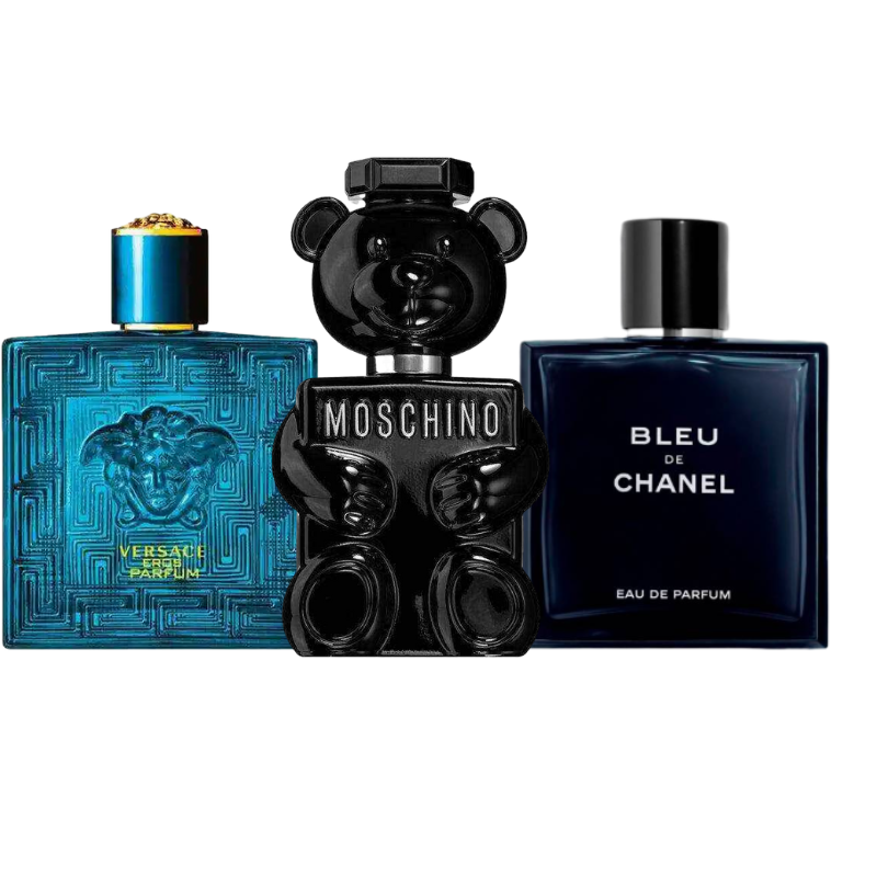 3 Perfumes Hombre- Versace EROS,Moschino TOY BOY,BLEU DE CHANEL 100ml