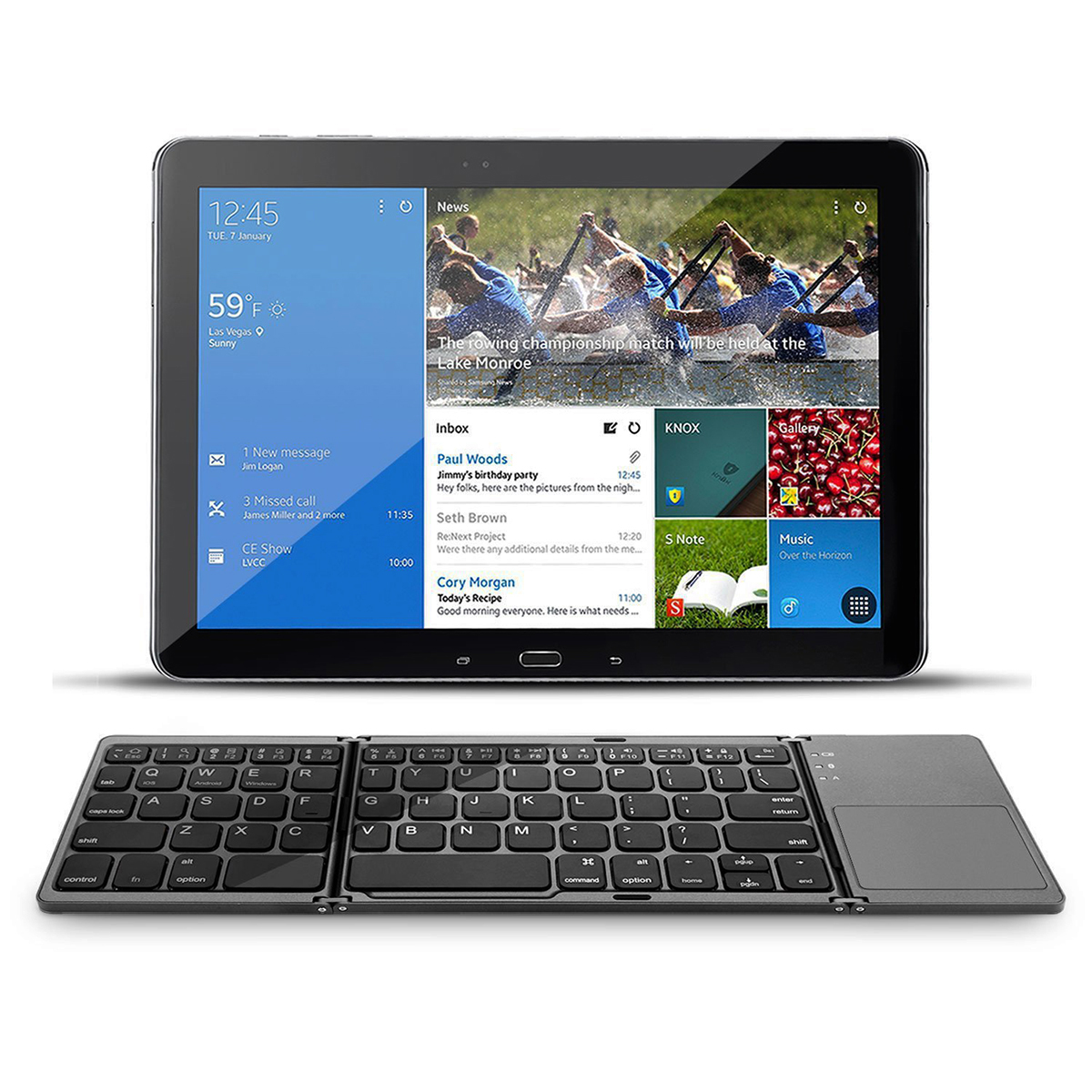 B033 Ultra Thin Light Mini Bluetooth Folding Keyboard Three Layers Folding Keyboard With Touchpad For Windows iOS Android