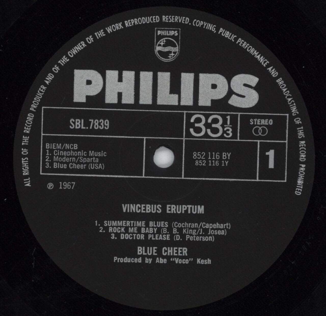 Blue Cheer Vincebus Eruptum - 1st UK Vinyl LP