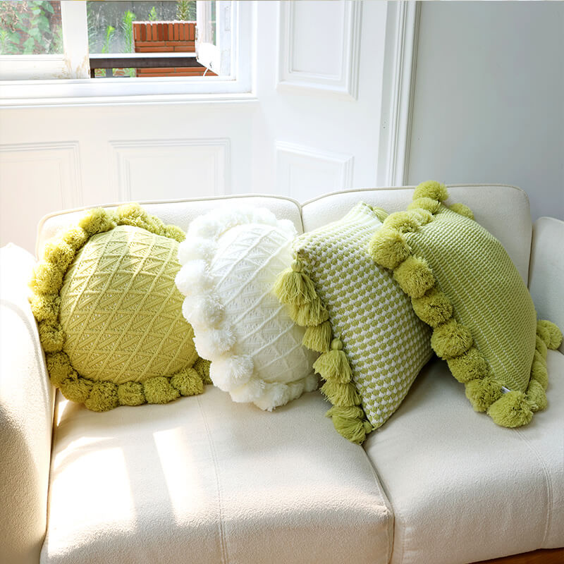 Knitted Tassel Pillow Living Room Cushion