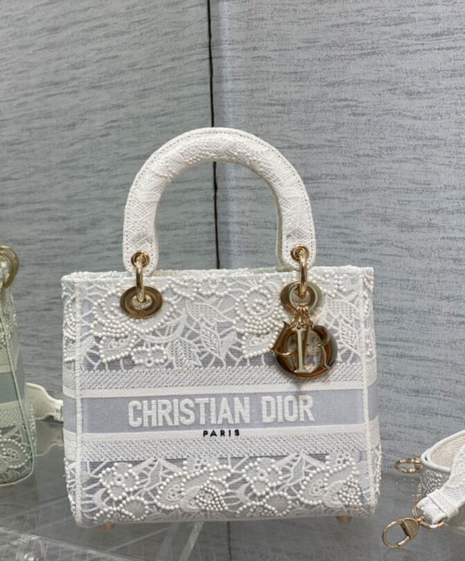Dior Medium Lady D-Lite Bag White
