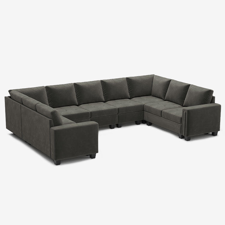 9 Seats Modular Velvet Tufted Sofa
