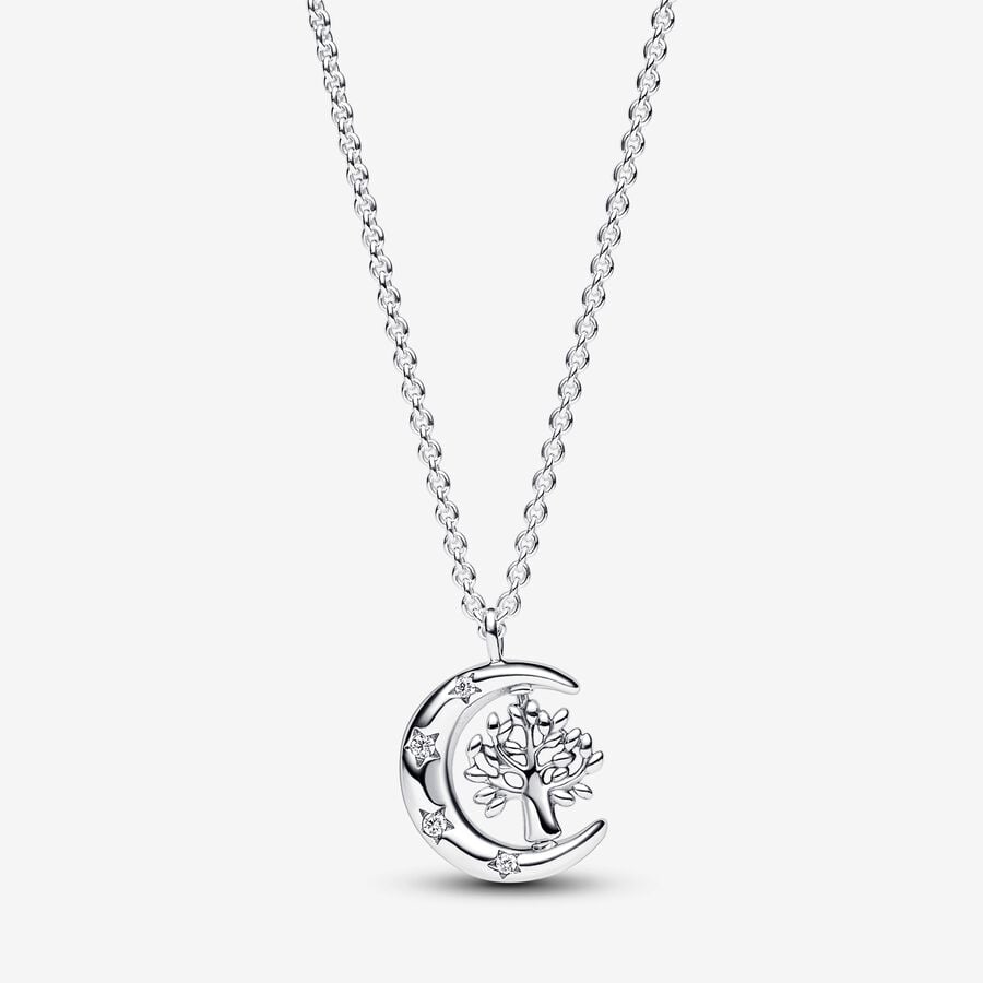 Moon & Spinning Tree of Life Pendant Pandora Necklace