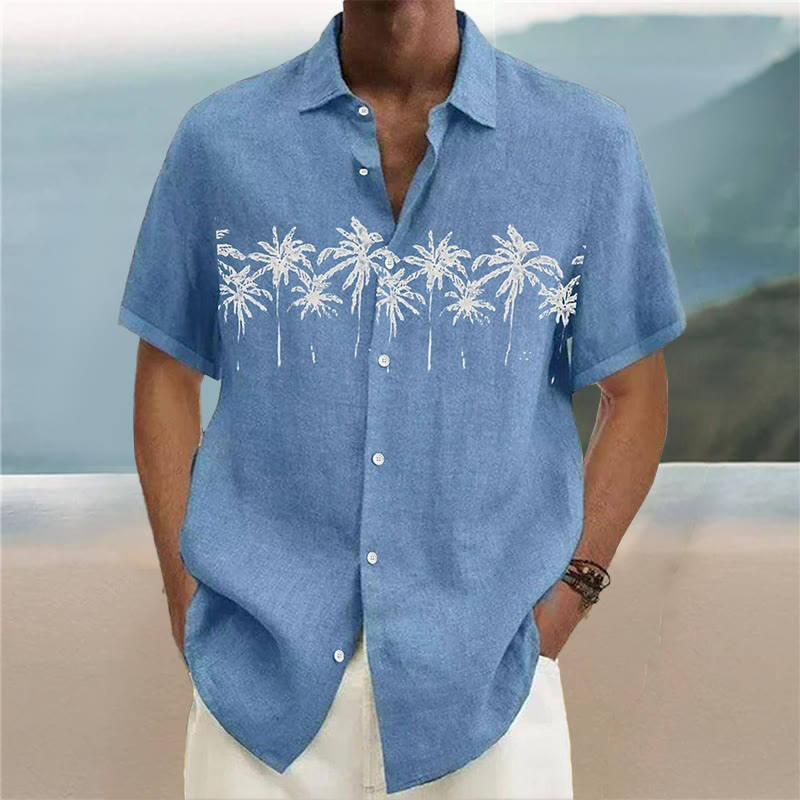 camisa de manga corta con estampado de cocos de vacaciones