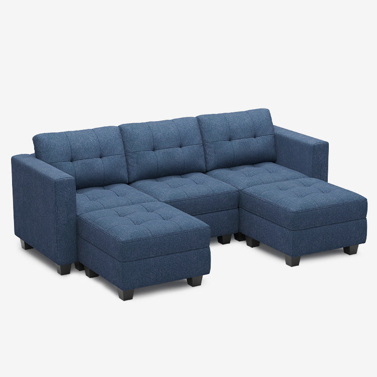 5 Seats + 5 Sides Modular Weave Sofa with Storage Seat