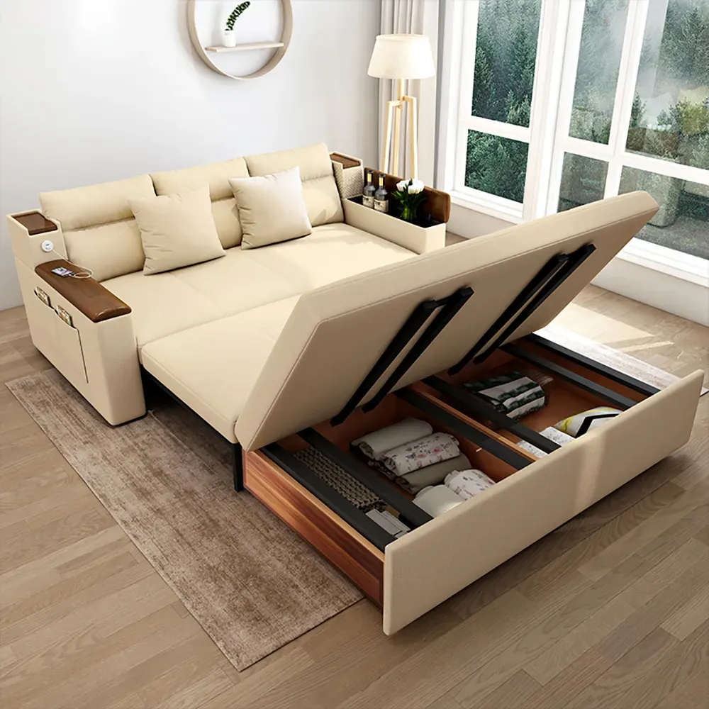 Móveis de sala de estar multifuncionais com economia de espaço Sofá-cama dobrável de tecido moderno