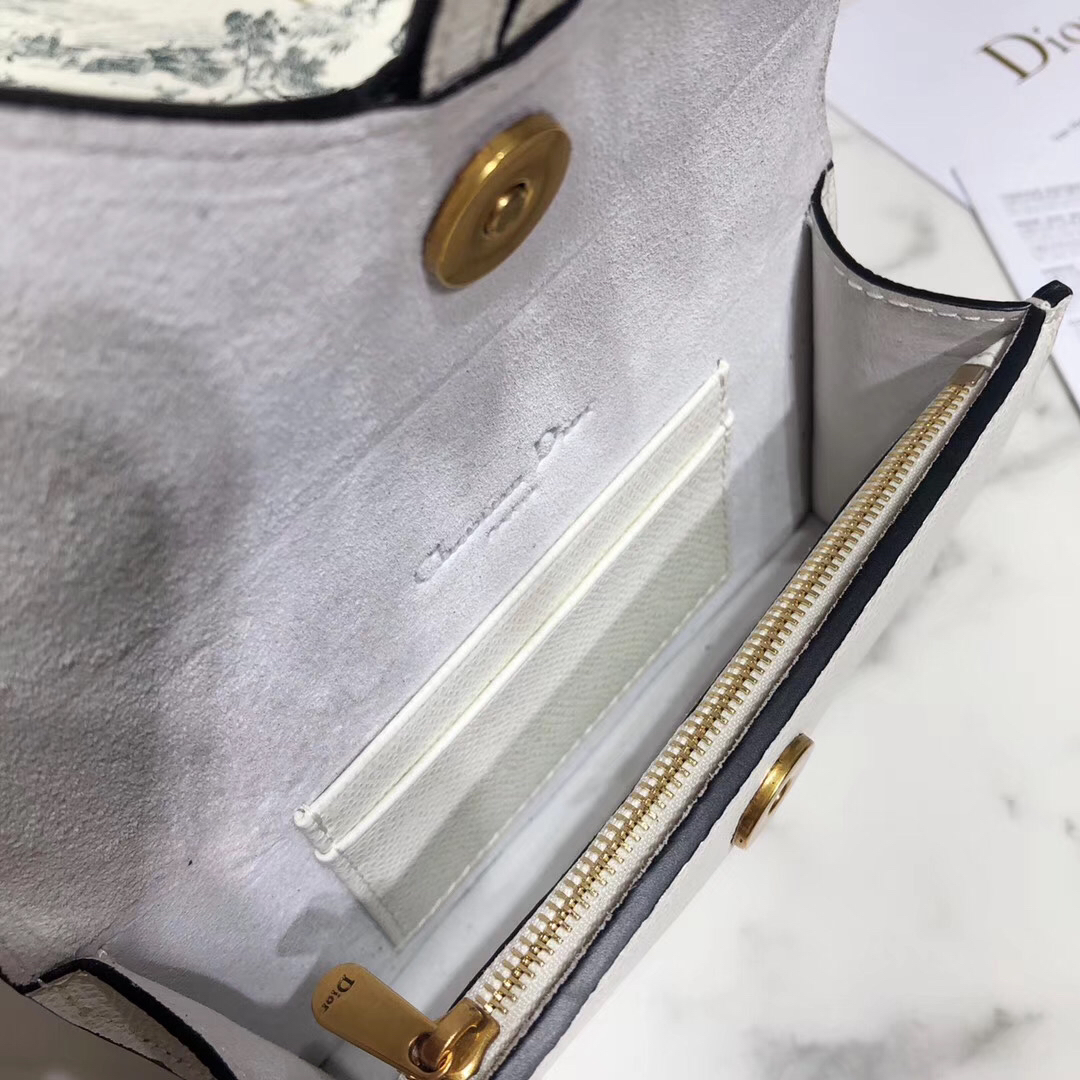 Dior White Calfskin Saddle Belt Bag