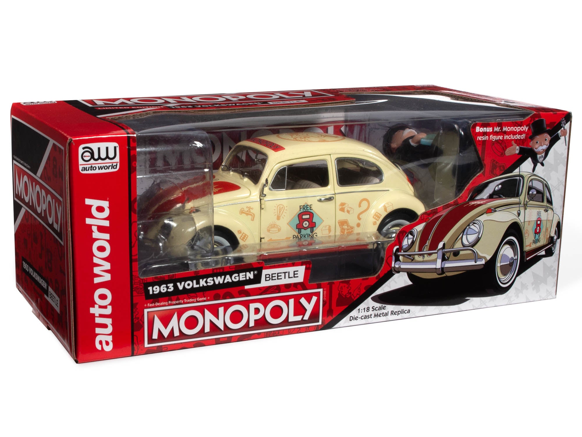 1963 Volkswagen Beetle Monopoly Free Parking 1:18 Scale