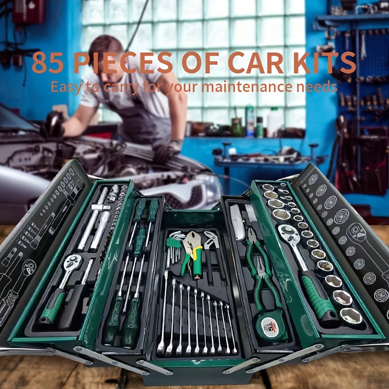 85pcs Car Repair Kit Tools, Quick Ratchet Wrenches And Car Repair Tools For Car Repair Machines, Multi-functional Tool Combination Set Can Be Used For Industrial Equipment Maintenance And Home Equipment Maintenance