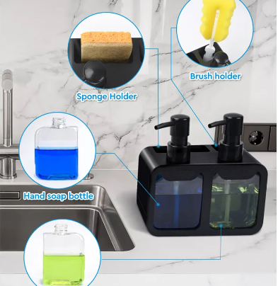 2023 New style multi-functional double head soap dispenser kitchen and bathroom hand washing liquid dishwashing liquid