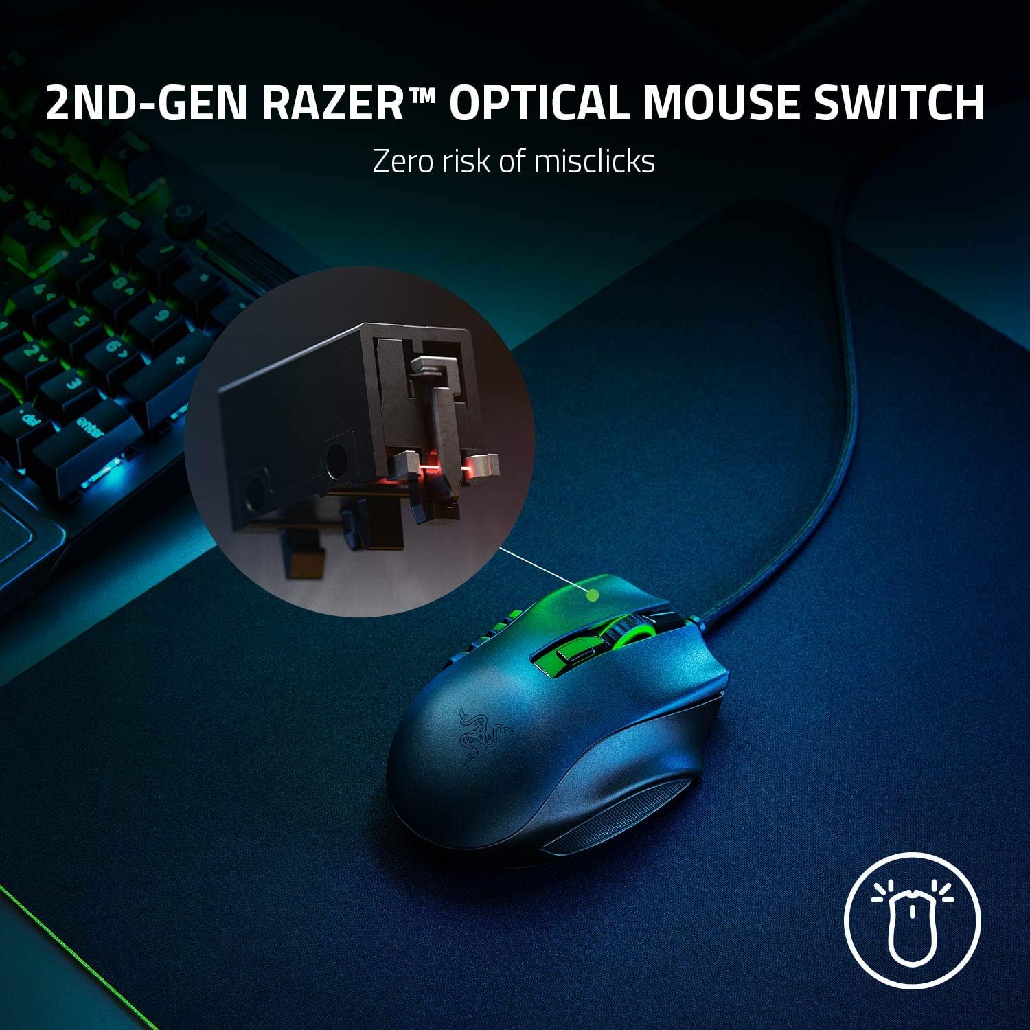 Razer Naga Trinity Gaming Mouse: 16,000 DPI Optical Sensor - Chroma RGB Lighting - Interchangeable Side Plate w/ 2, 7, 12 Button Configurations - Mechanical Switches
