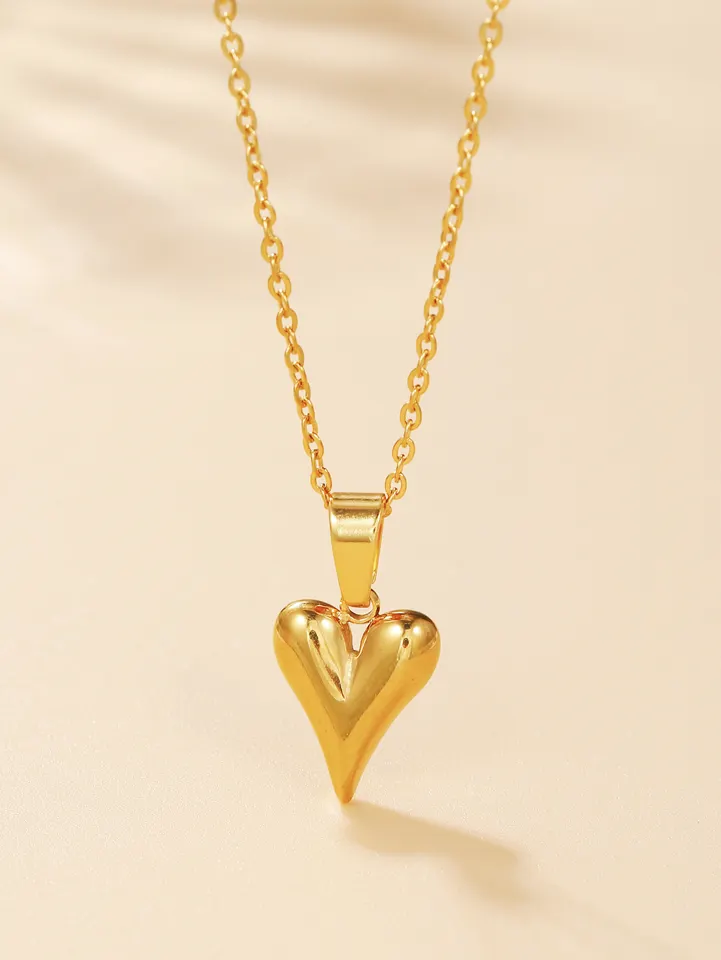 New Fashion Women Jewelry  Necklace  Stainless Steel Heart Long Pendant Necklace