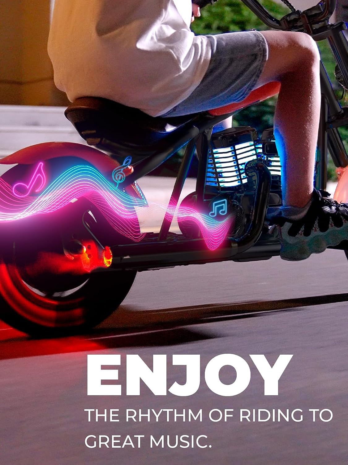 Motocicleta eléctrica para niños con luz ambiental colorida