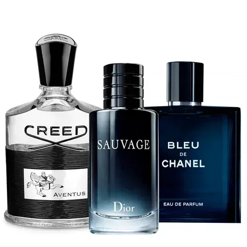 3 perfumes de hombre - Creed Aventus. Dior SAUVAGE. Bleu de Chanel 100 ml
