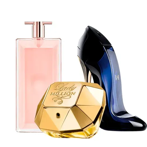 3 Perfumes Mujer - Idôle Lancôme. Lady Million. Good Girl 100ml