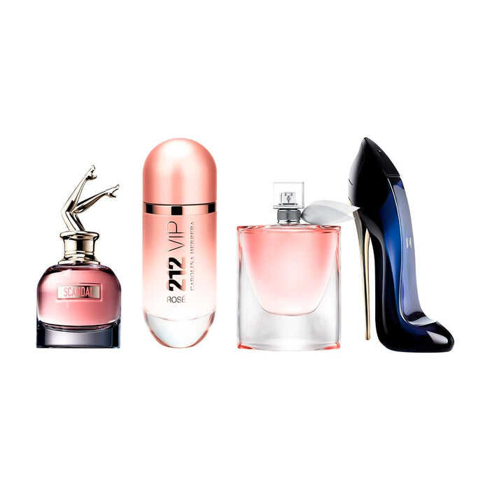 Combo de 4 Perfumes Femininos - Scandal. 212 VIP Ros. La Vie est Belle ecood girl (100 mL)