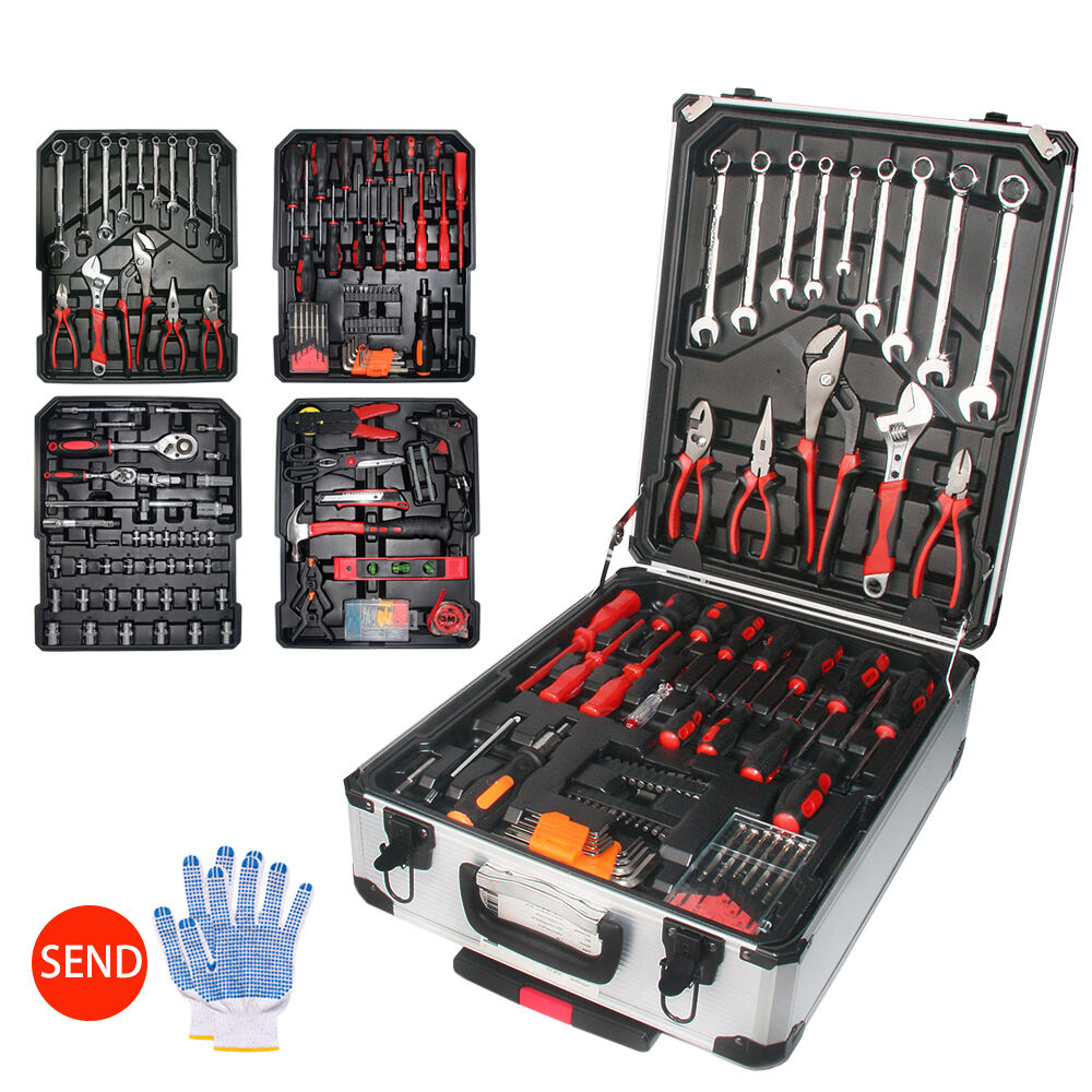 Kit de herramientas de mano caja de aluminio para reparación del hogar juego de herramientas 187 piezas