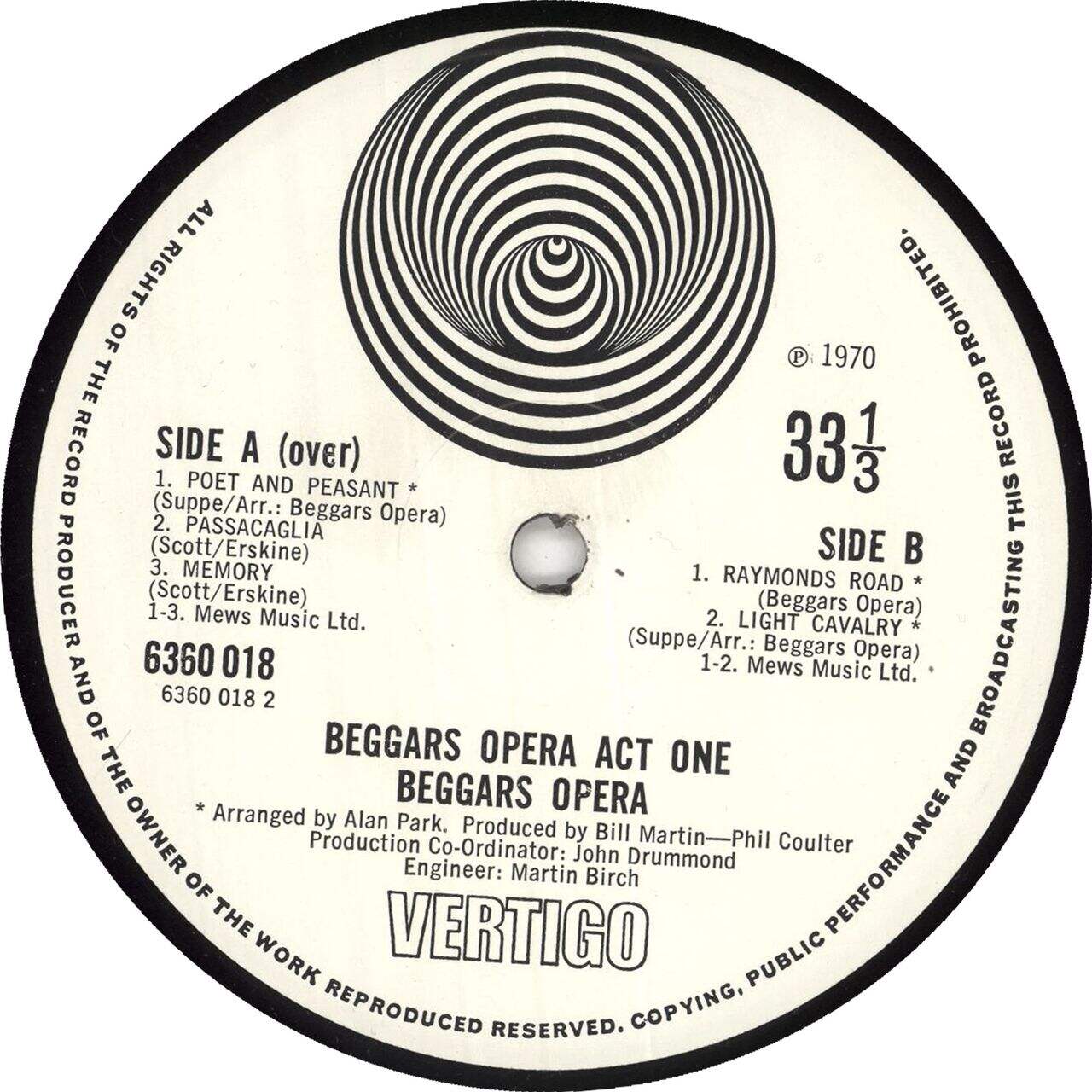 Beggar's Opera Act One - 1st - EX UK Vinyl LP