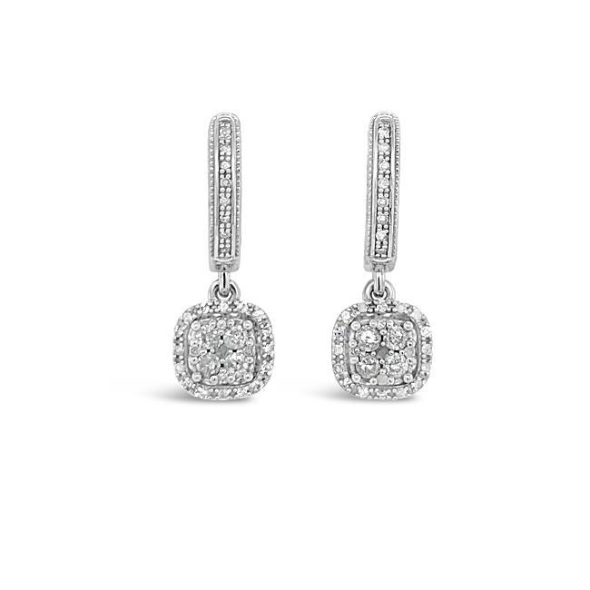 Sparkling Round & Square Drop Earrings