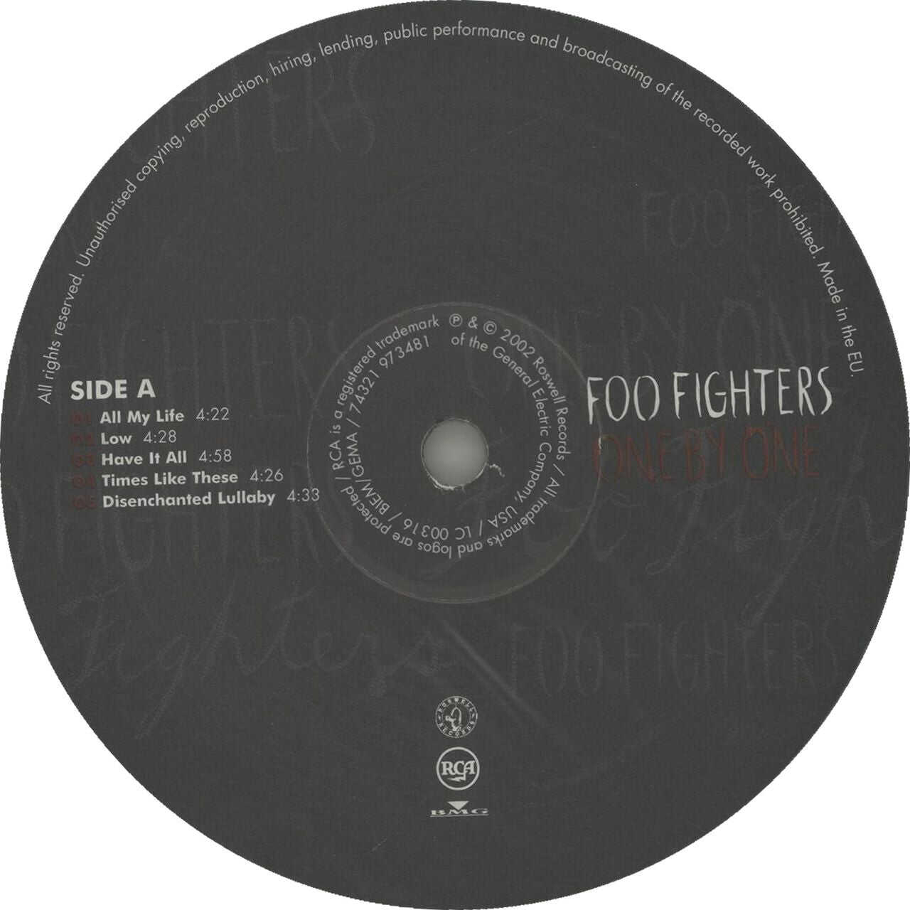 Foo Fighters One By One UK Vinyl LP