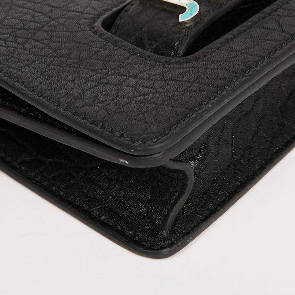 Dior Black Textured Leather Small J'adior Flap Shoulder Bag