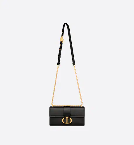 30 MONTAIGNE EAST-WEST BAG WITH CHAIN Black Calfskin