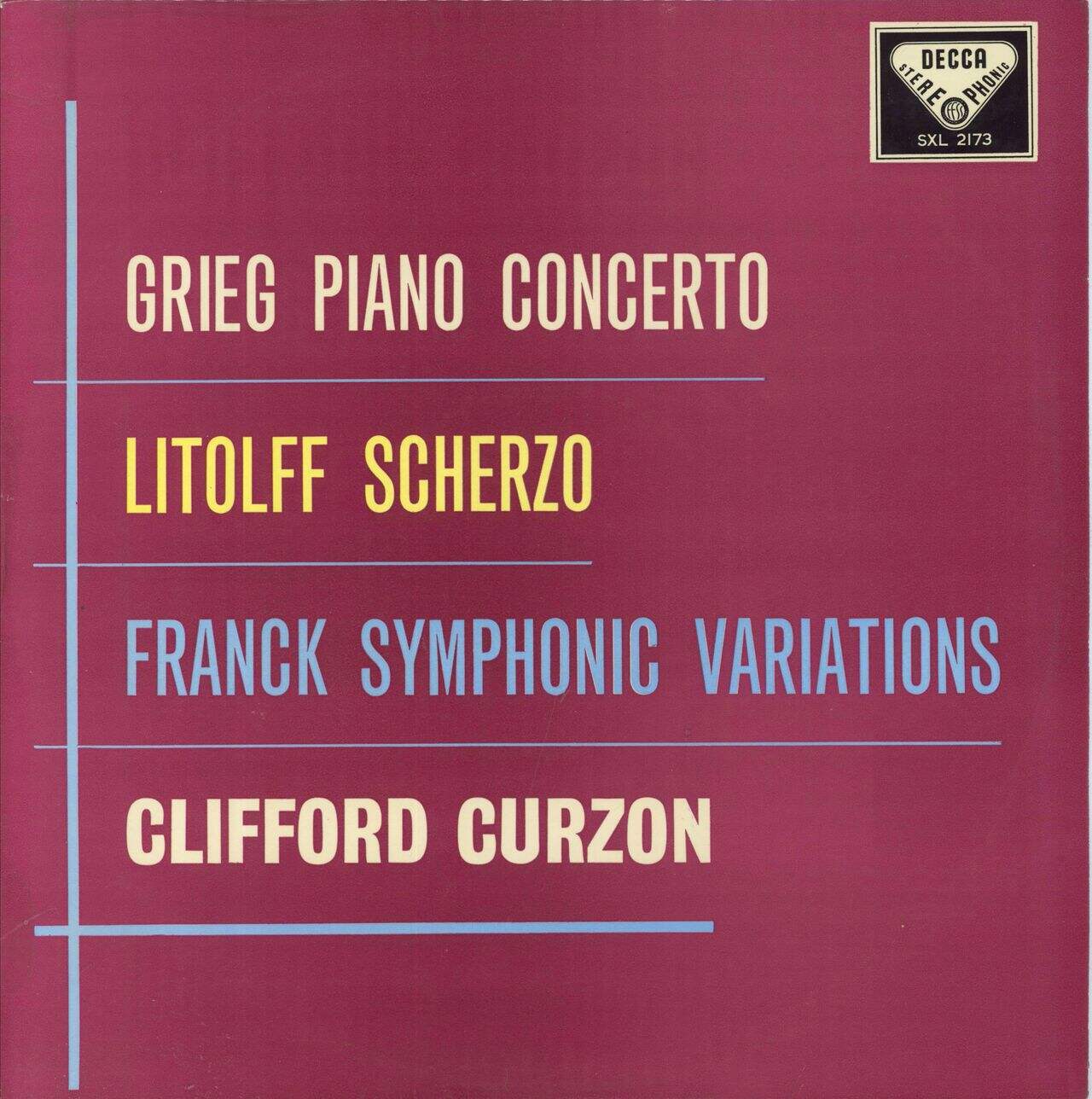 Clifford Curzon Grieg: Piano Concerto / Litolff: Scherzo / Franck: Symphonic Variations - 1st UK Vinyl LP