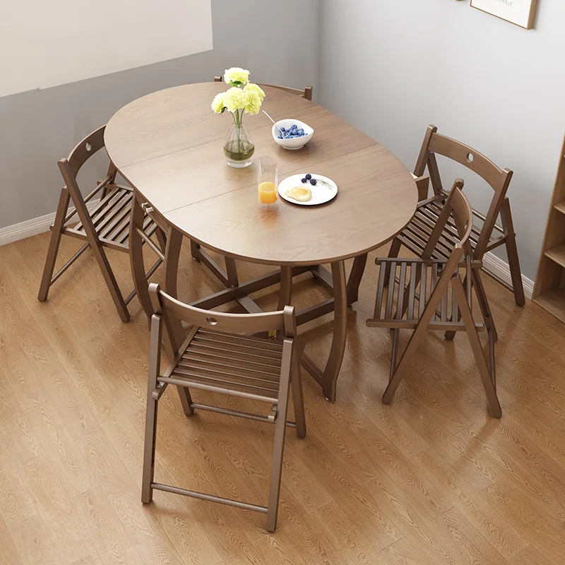 🔥Time-Limited Promotion🔥 Portable Dining Table Small Dining Table Extendable and Foldable Round Dining Table Space Saving Dining Table and Chair Set