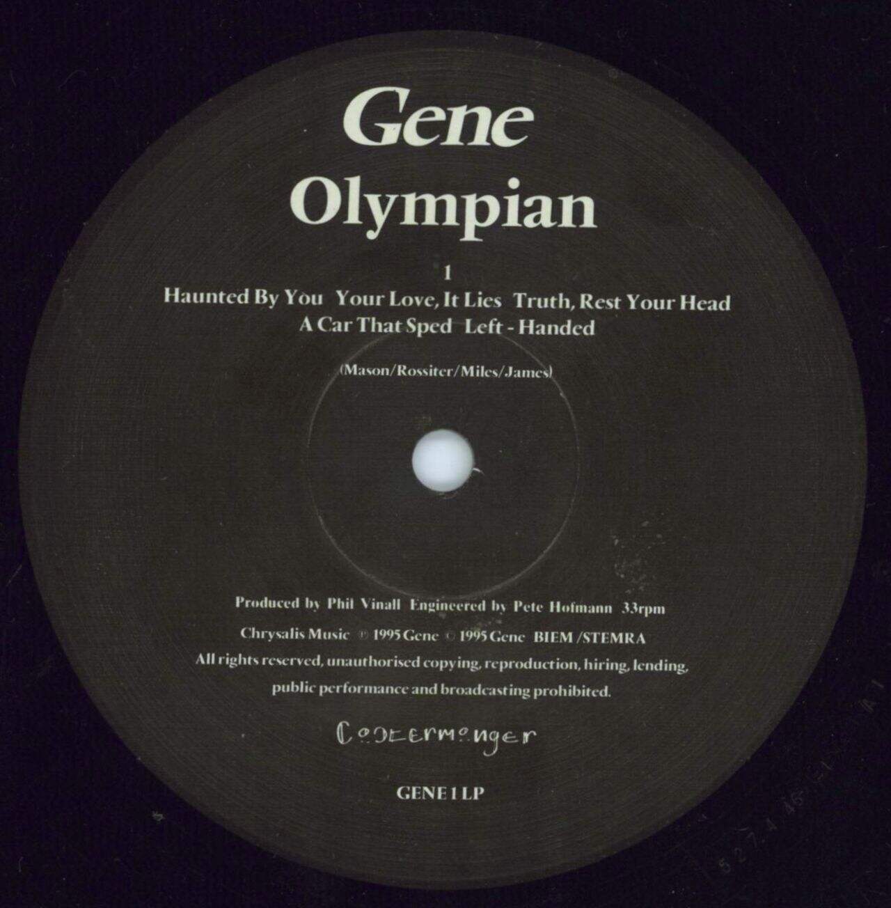 Gene Olympian + Booklet - EX UK Vinyl LP