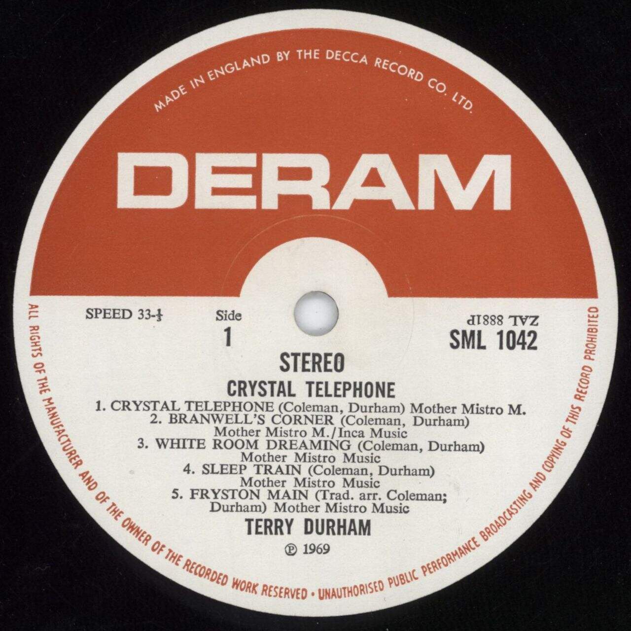 Terry Durham Crystal Telephone UK Vinyl LP