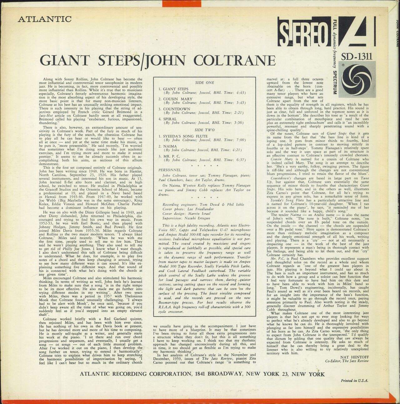 John Coltrane Giant Steps US Vinyl LP