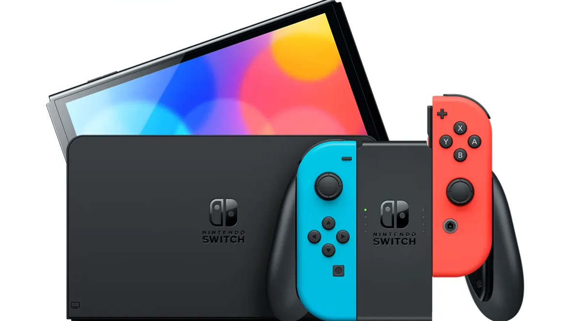 Nintendo Switch - Conjunto modelo OLED azul neón/rojo neón