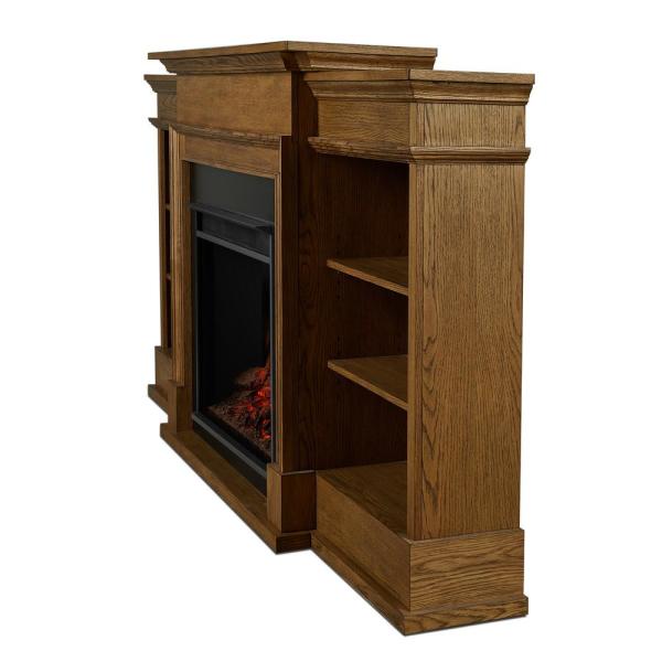 Ashton 92 in. Freestanding Electric Fireplace TV Stand in English Oak.