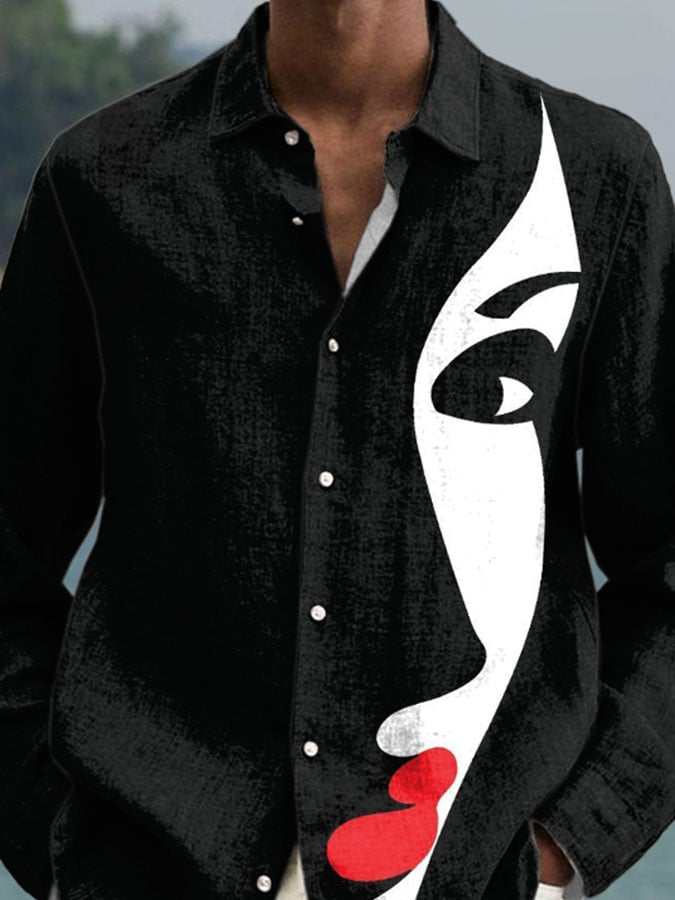 Men's Face Art Print Shirt