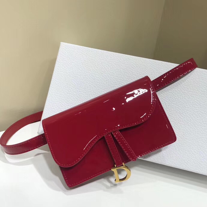 Dior Saddle Belt Bag In Red Patent Leather