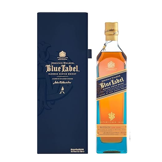 Johnnie Walker, Blue Label, 750 ml, Whisky Blended Scotch, Sabor Poderoso y Persistente, Balanceado