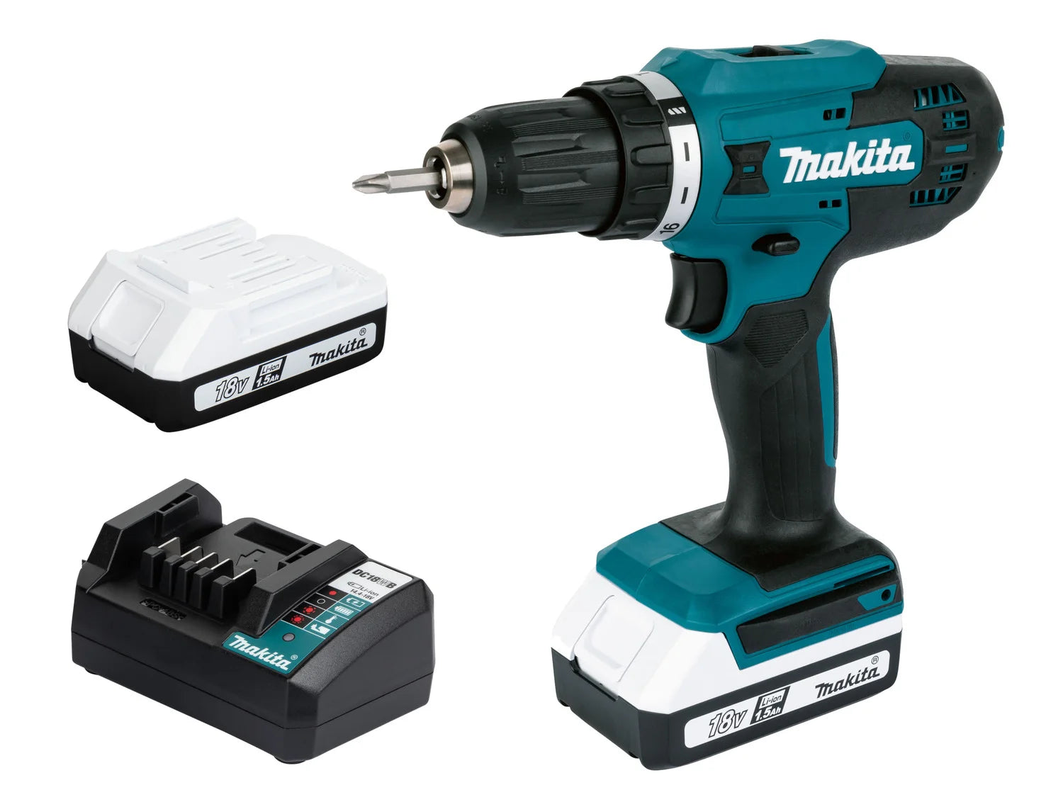 Makita 18 V cordless drill/driver set »DF488D«, with 2 batteries and charger