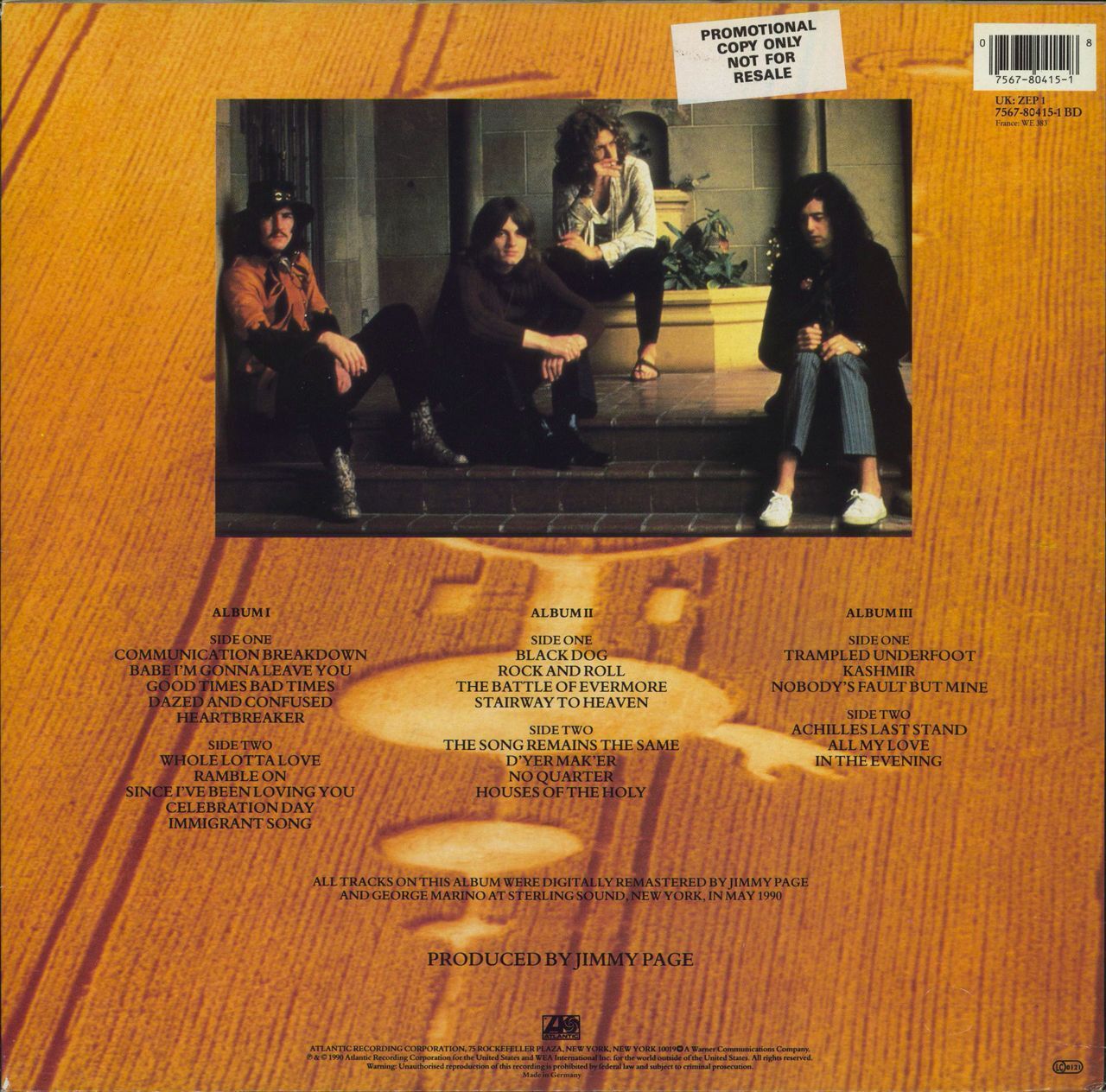 Led Zeppelin Remasters - Promo Stickered UK 3-LP vinyl set