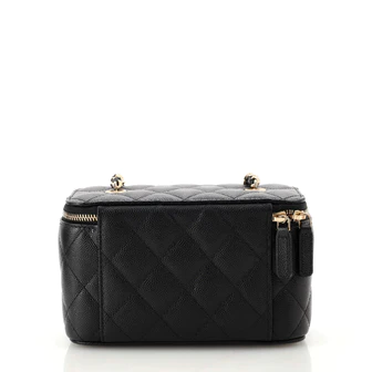Chanel Classic Vanity Case with Chain Quilted Caviar Small