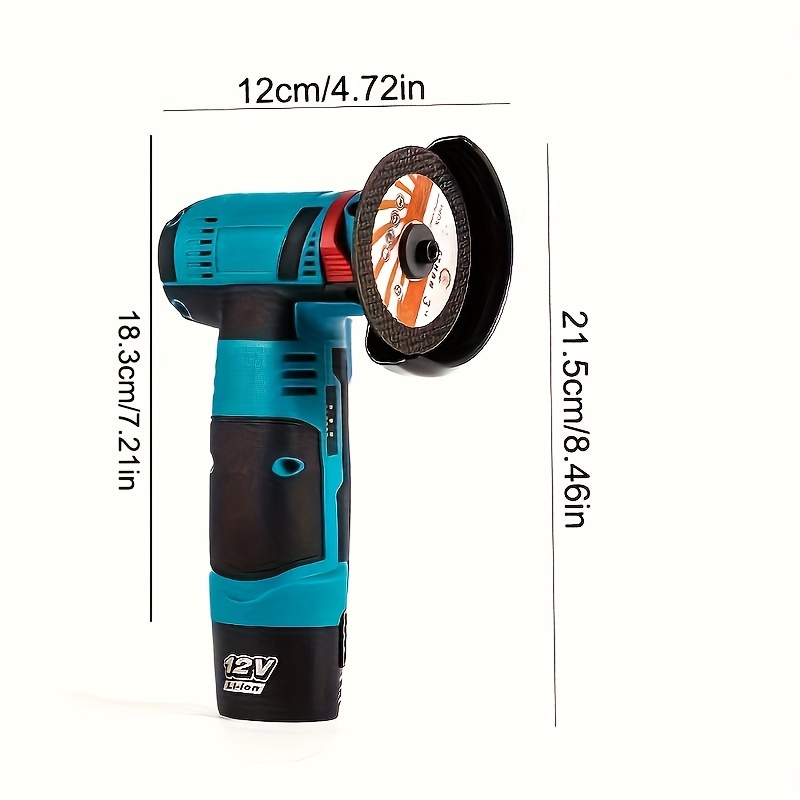 Mini Angle Grinder, 19500rpm Electric Grinding Tool, Handheld with 12V 3900mAh Rechargeable Lithium Battery, 2 Discs Included, Lightweight, US Plug, for Polishing Ceramic, Wood, Stone, Steel