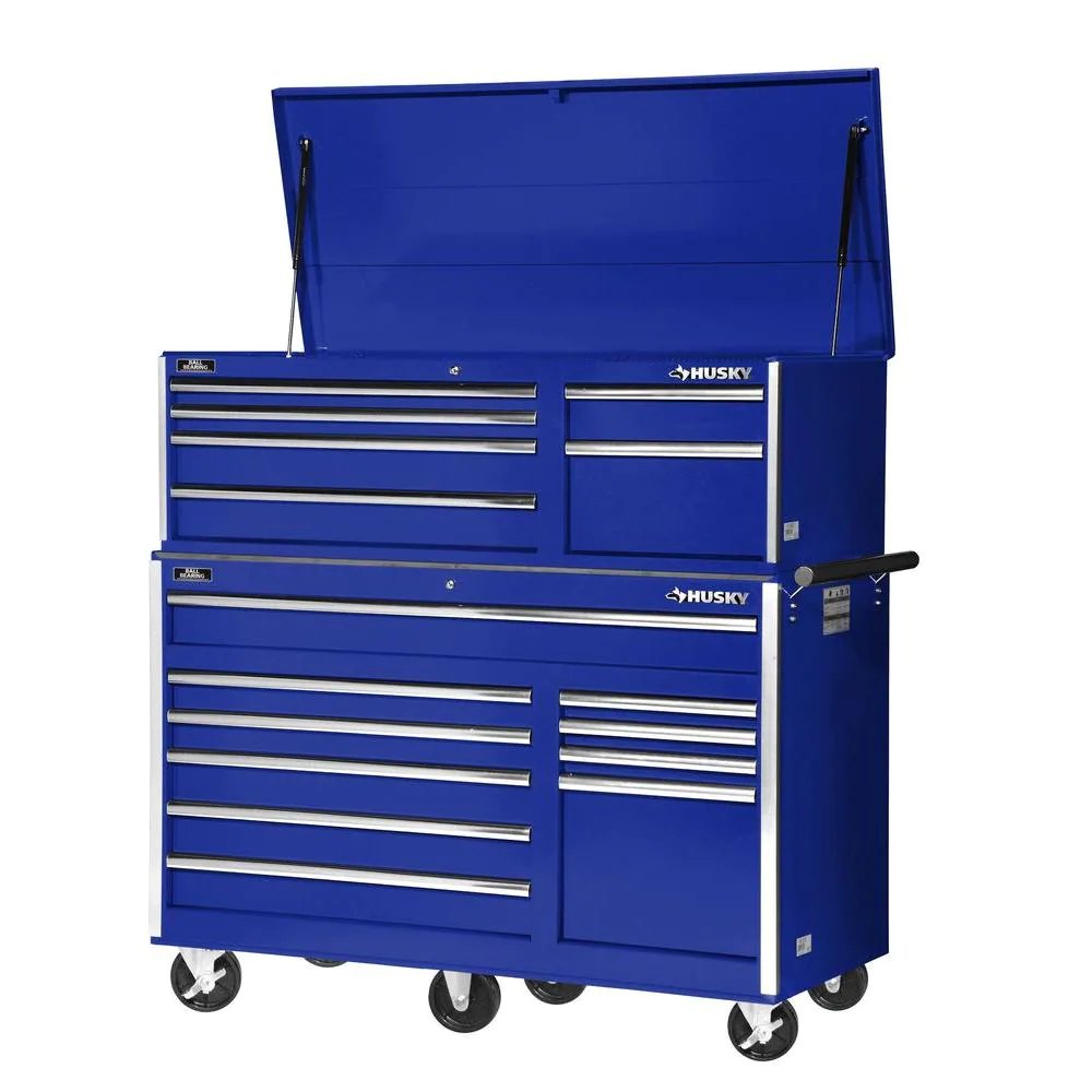 56 in. 10-Drawer Rolling Cabinet Tool Chest in Blue