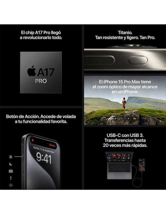 Apple iPhone 15 Pro 6.1 pulgadas Super retina XDR desbloqueado