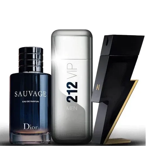 3 Perfumes Hombre - Sauvage Dior .212 Vip Men. Bad Boy 100ml