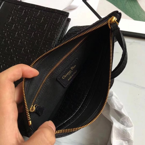 Dior Book Tote Bag In Black Oblique Embossed Calfskin
