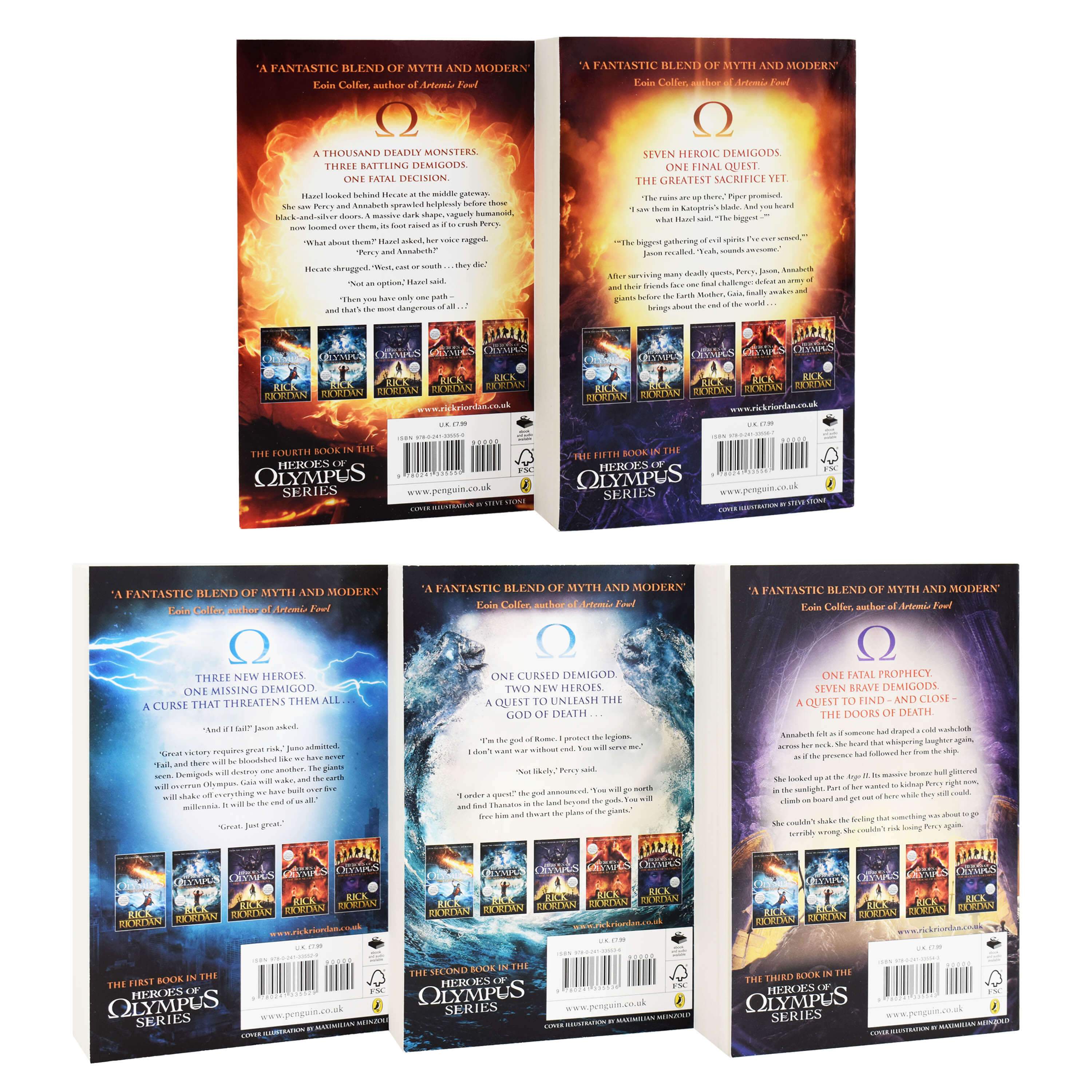 Heroes of Olympus Complete Collection 5 Books Set By Rick Riordan - Age 9-14 - Paperback
