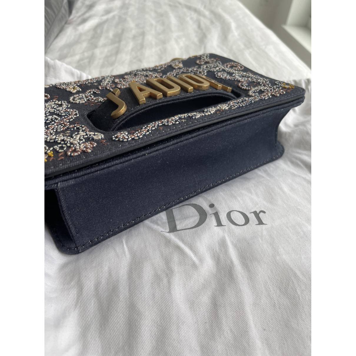 Dior J'Adior Blue Denim Embroidered Crossbody Bag