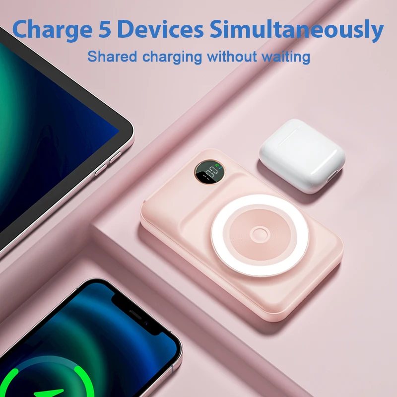 LANY Newest Mini Portable Charger 10000mah Powerbank Magnetic Wireless Charging Power Bank