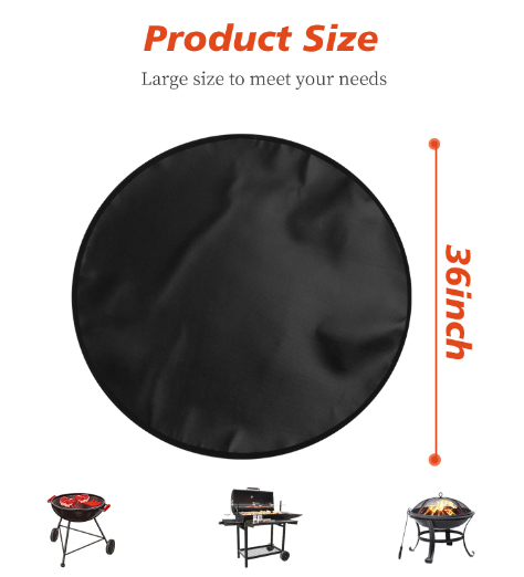 Outdoor 36' inch Round Aluminum silicone Fiberglass Heat-Resistant Non-Stick Fireproof Fire Pit Mat