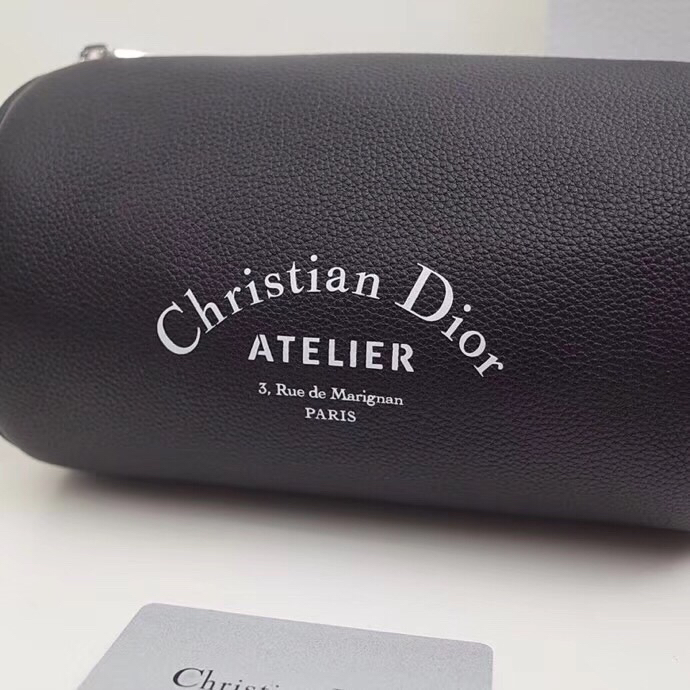 Dior Roller Pouch In Black Grained Calfskin